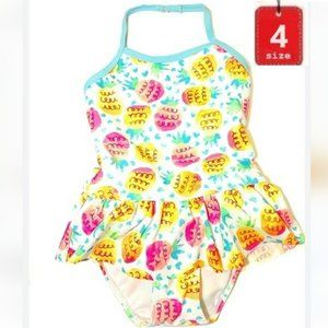 🎁 10/$25 pineapple one piece swimsuit, one piece, sz 4, with ruffle and halter